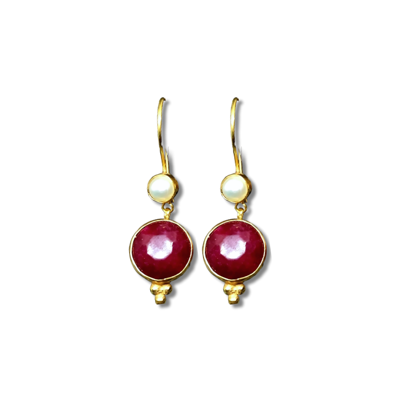 Levoire | Boucles D'Oreilles Suspendues Avec Pierre Rouge