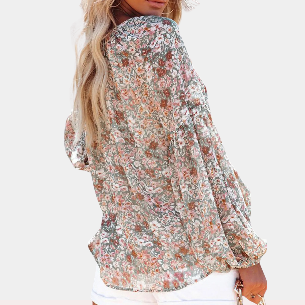 Levoire | Blouse Femme Longue Fleurs Été Top Blouse Pour Femmes