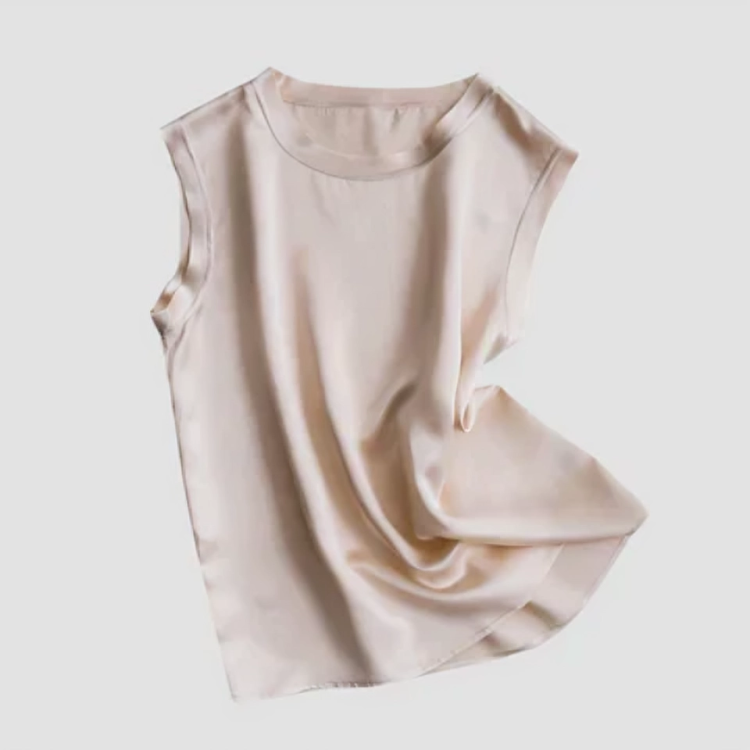 Levoire | Élégante Blouse Sans Manches En Satin Beige