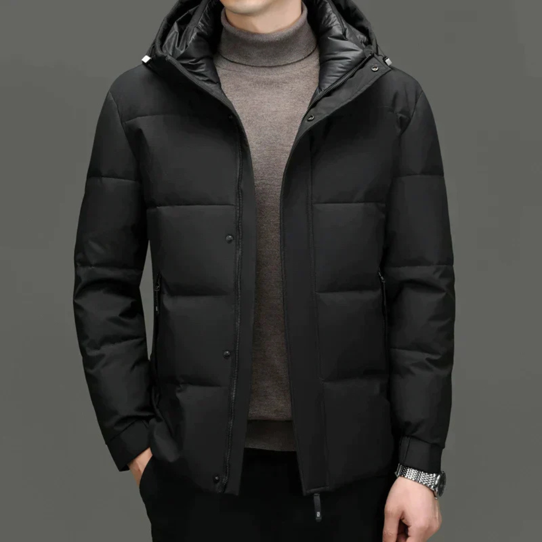 Levoire | Velours Polaire Hommes Capuche Blanc Noir Noir