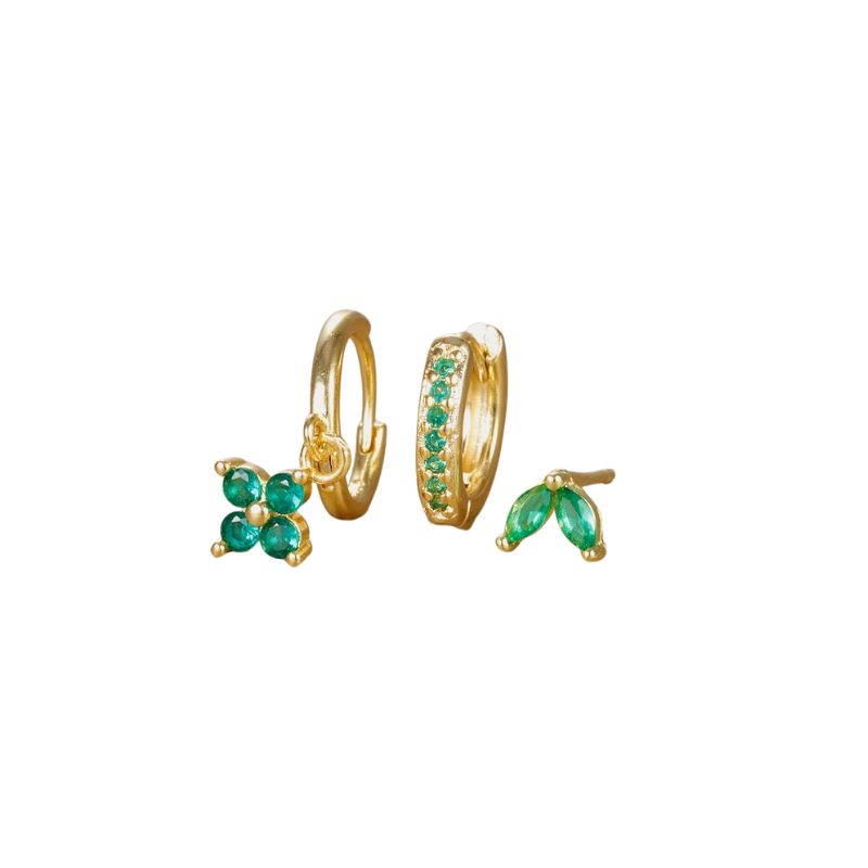 Levoire | Boucles D'Oreilles Kukka Rvs Or Vert