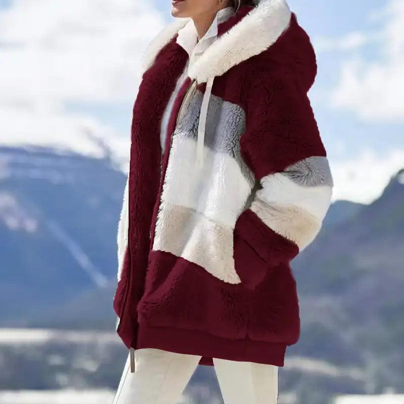 Levoire | Veste Femme Avec Fermeture Éclair, Capuche Volumineuse Et Poches Pratiques Rot