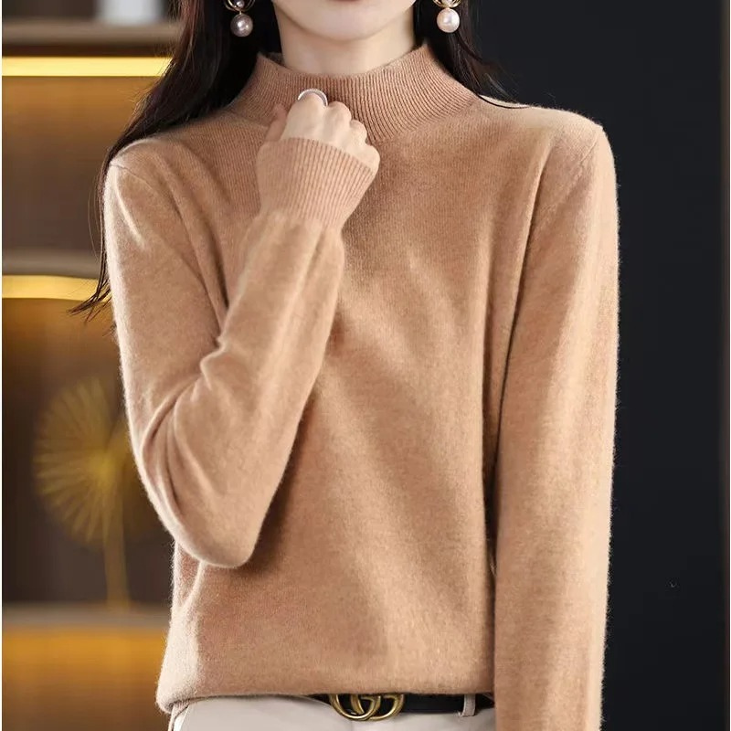 Levoire | Cachemire Pull Femme Col Haut, Doux & Design Intemporel Braun
