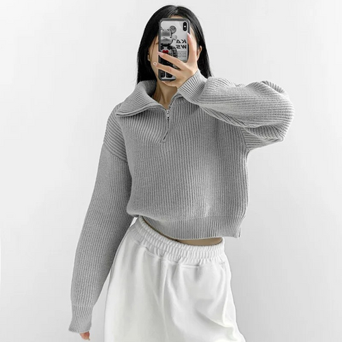 Levoire | Pull femme avec veste, en tricot côtelé et avec une coupe confortable