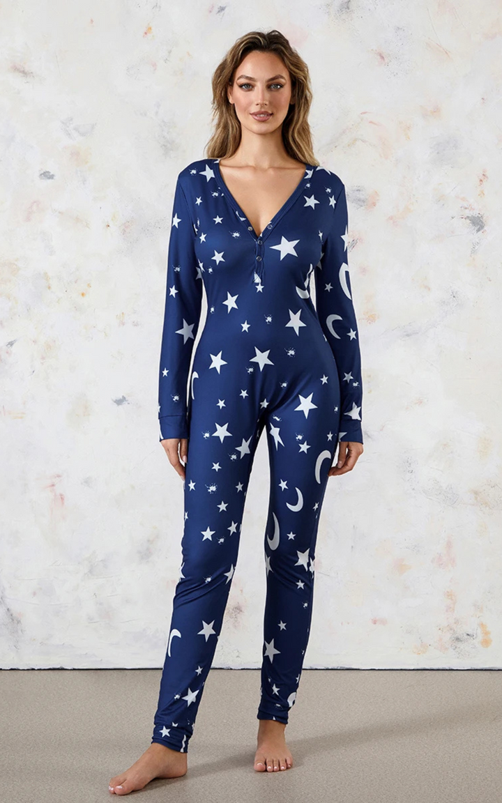 Levoire | Pyjama Femme Motif Étoiles Avec Ouverture Pratique