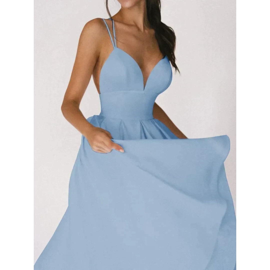 Levoire | Robe midi élégante pour événements du soir pour femmes Bleu