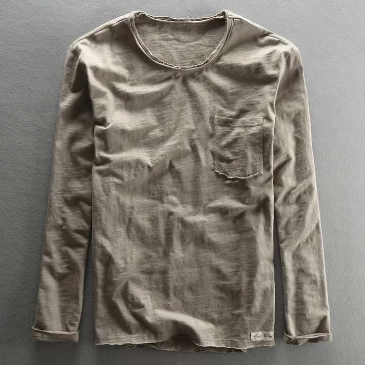 Levoire | T-shirt à manches longues en coton col rond pour hommes Gris