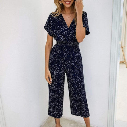 Levoire | Jumpsuit Féminin Stylé Avec Imprimé À Pois Bleu foncé