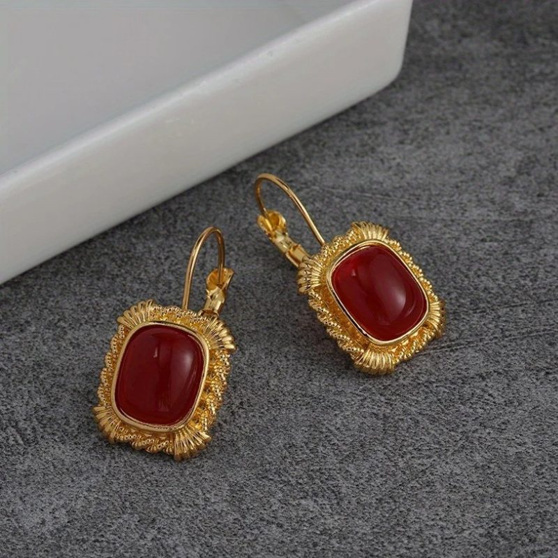 Levoire | Récolte De Vin Boucles D'Oreilles En Or Avec Gemme Rouge Or 3,1 cm