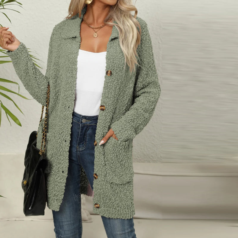 Levoire | Veste En Tricot Unie Décontractée Pour Femmes Vert