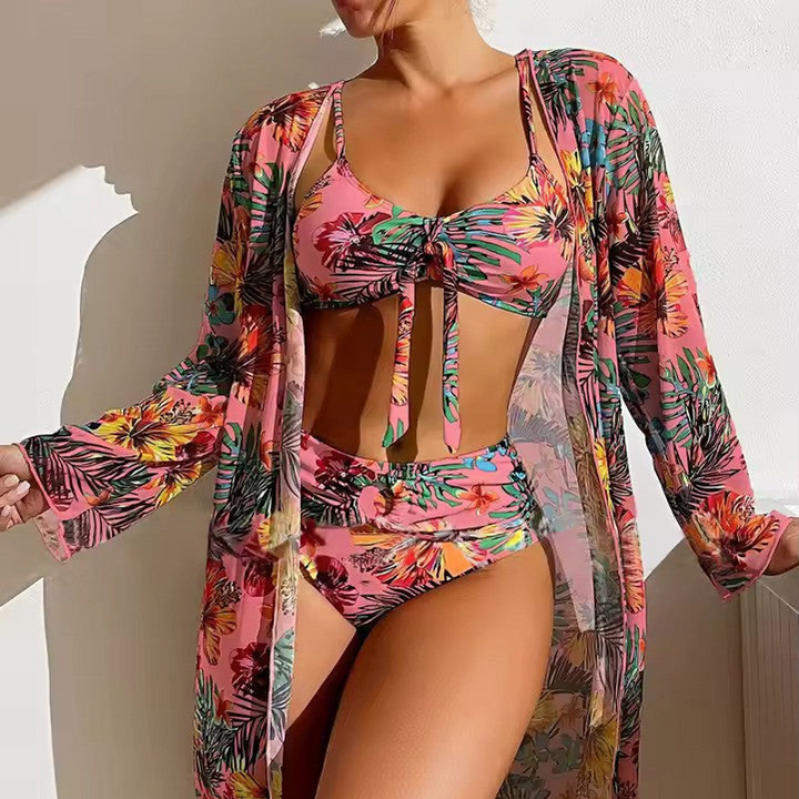 Levoire | Femmes Ensemble de Bikini à la Mode 3 Pièces avec Couverture Élégante Rosa