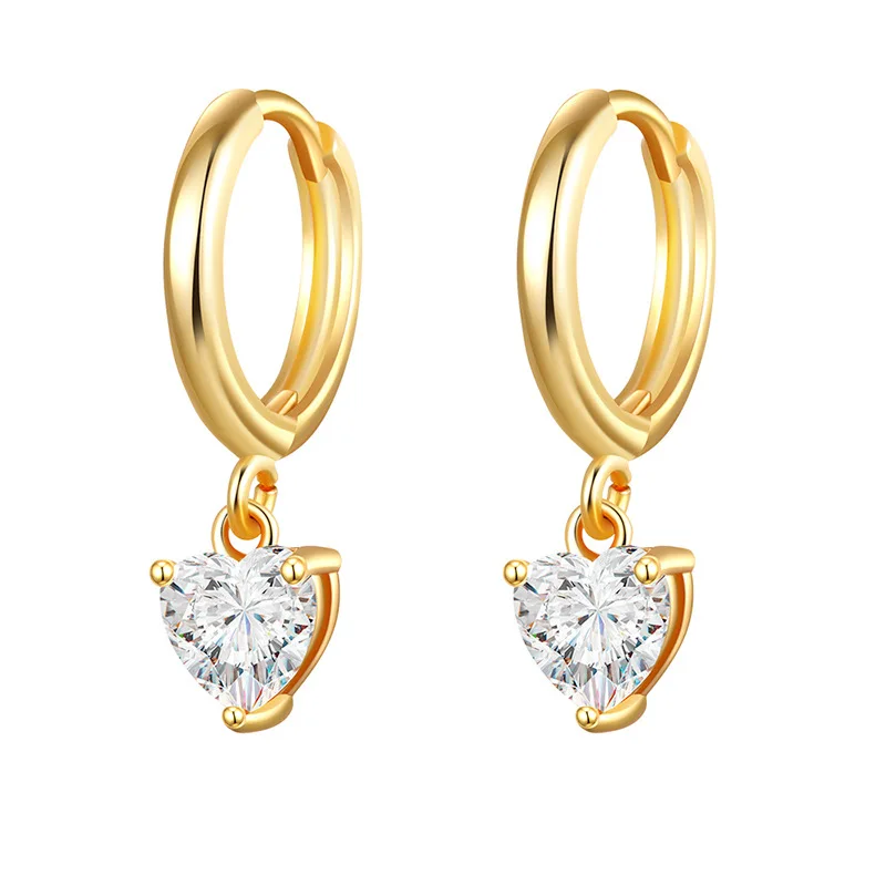 Levoire | Zirconium Tippu Boucles D'Oreilles Or cœur