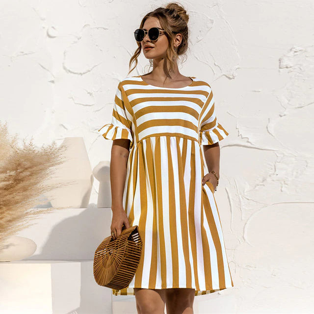 Levoire | Robe midi rayée élégante Jaune