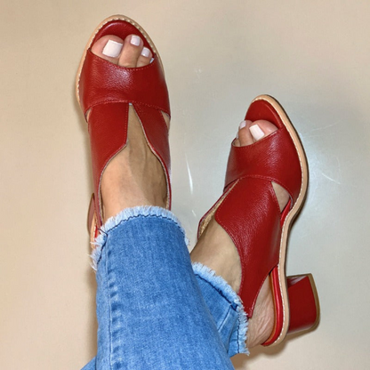 Levoire | Sandales À Levoire | Talons Peep Toe Pour - Femmes - Été Rouge