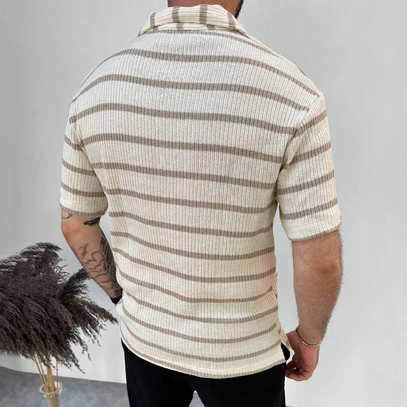Levoire | T-Shirt Rayé Pour Hommes À Manches Courtes