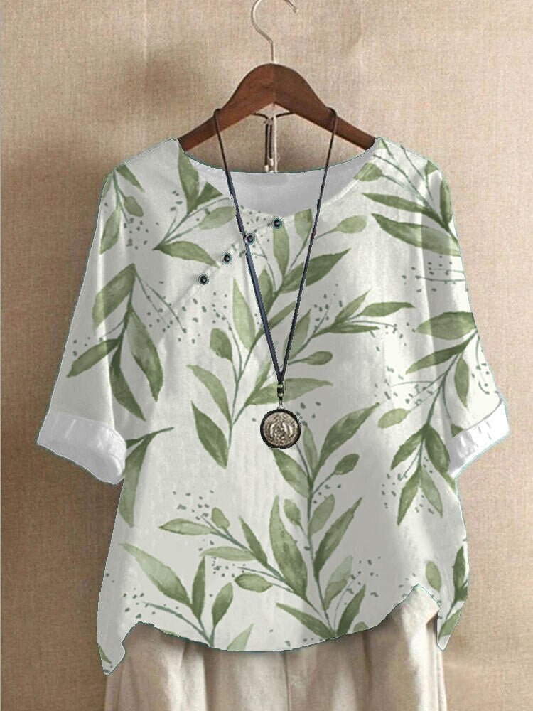 Levoire | Blouse Pour Dames Imprimee Confortable Vert clair