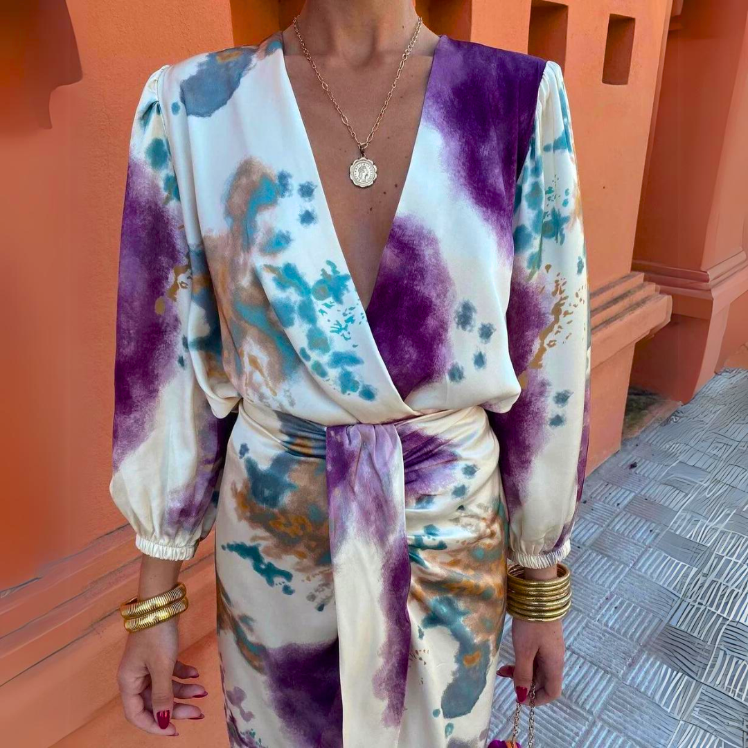 Levoire | Robe Femme Avec Décolleté V Profond Et Look Intemporel Multicolore