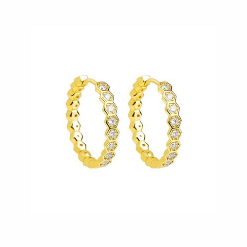 Levoire | Élégant Boucles D'Oreilles Hexagonales Or