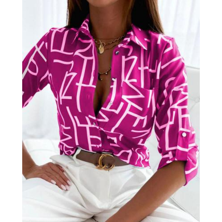 Levoire | Chemise Boutonnée À Imprimé Géométrique Pour - Femmes - Confortable Rose