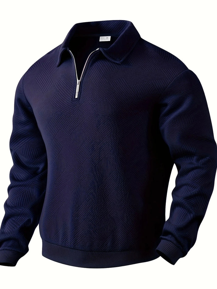 Levoire | Pull Avec Demi-Zip Et Motif Géométrique Bleu Fonce