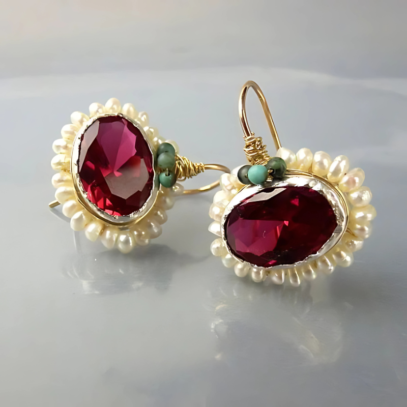 Levoire | Récolte De Vin Boucles D'Oreilles En Cristal Rouge