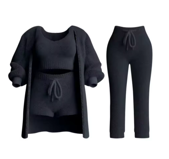Levoire | Ensemble Confort Lux Gilet, Soutien-Gorge, Shorts, Pantalons Et Chaussettes Noir
