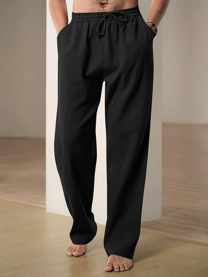 Levoire | Hommes Pantalon en Lin Décontracté Confortable En Été Pour Hommes Noir