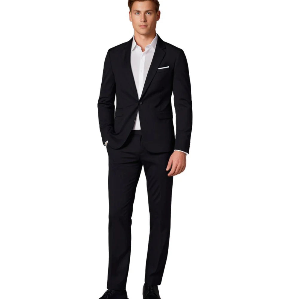 Levoire | Veste et pantalon pour hommes Veste cintrée Costume deux pièces pour hommes Noir
