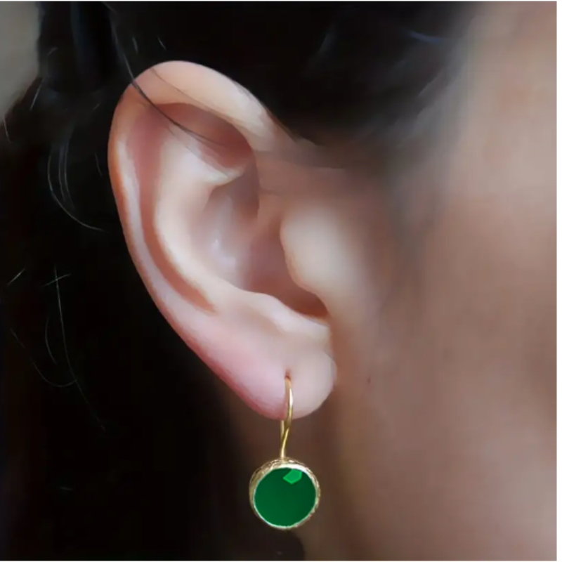 Levoire | Boucles D'Oreilles En Pierres Précieuses Vertes Plaquées Or