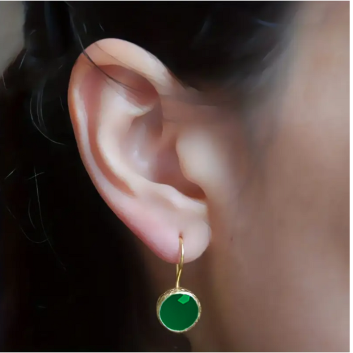 Levoire | Boucles D'Oreilles En Pierres Précieuses Vertes Plaquées Or