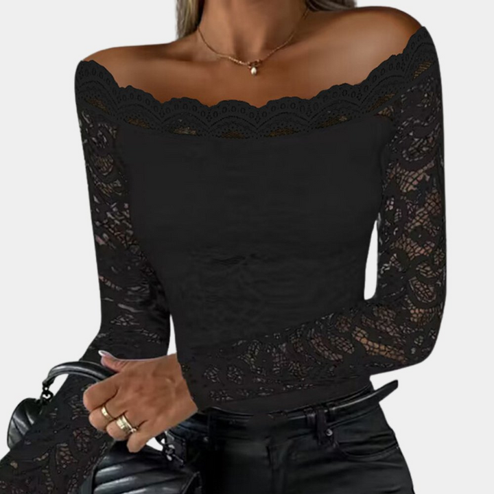 Levoire | Haut Femme Élégant En Dentelle Off Shoulder Pour Femmes Noir