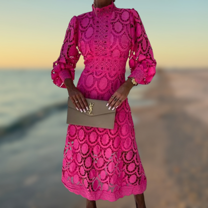 Levoire | Robe romantique effet dentelle Fuchsia