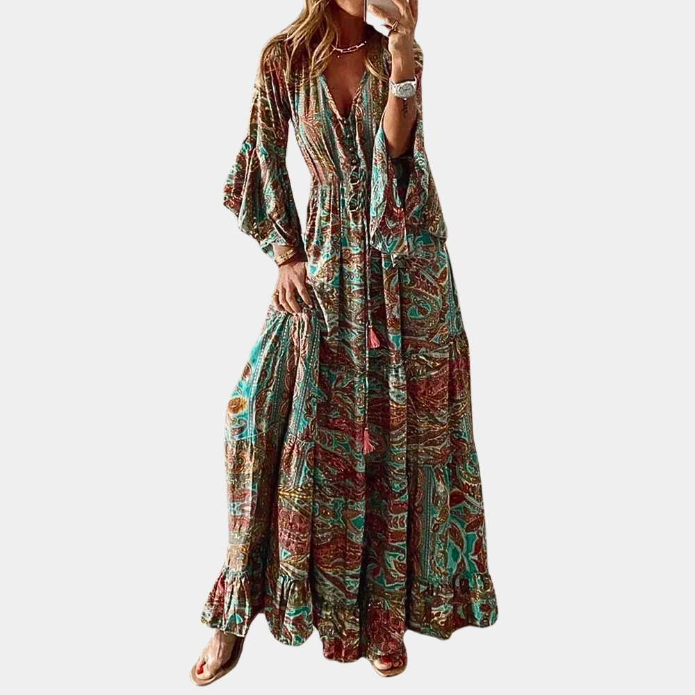 Levoire | Robe Bohémienne pour Femmes Robe Longue Pour Femmes Orange
