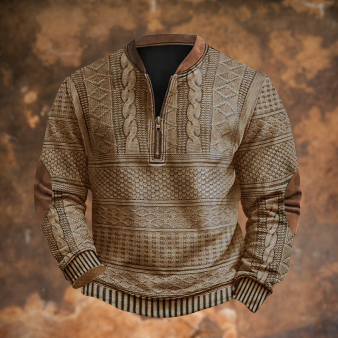 Levoire | Sweatshirt Zippé Vintage en Tricot Doux et Confortable Kaki
