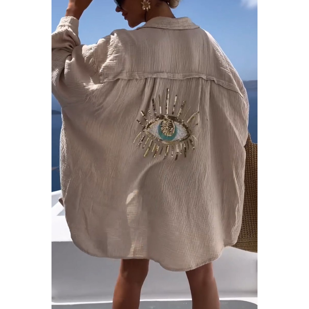 Levoire | Chemise Surdimensionnée Boutonnée Pour - Femmes - Coupe Ample Beige