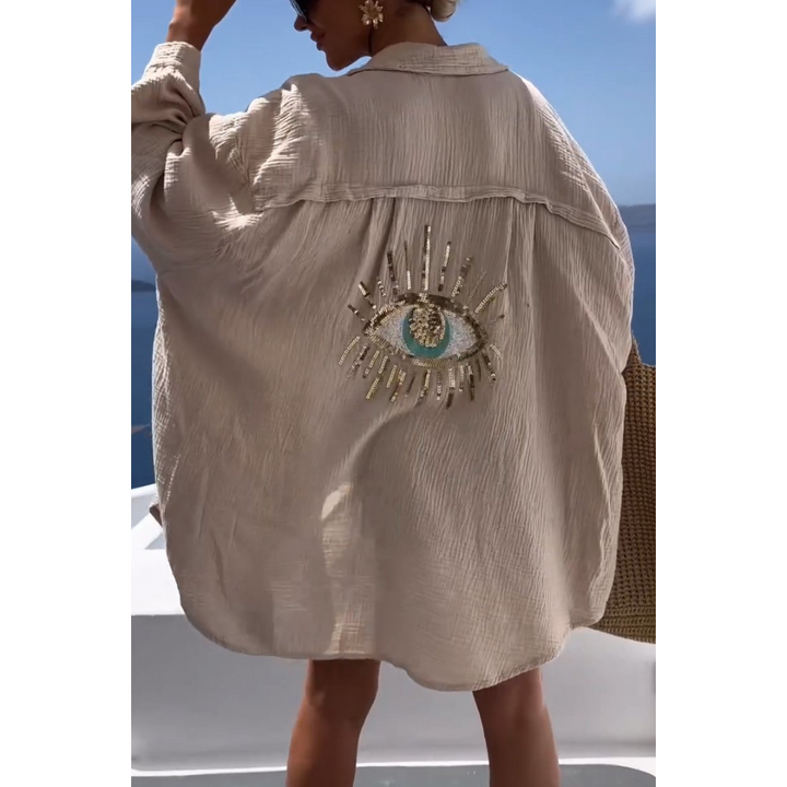 Levoire | Chemise Surdimensionnée Boutonnée Pour - Femmes - Coupe Ample Beige