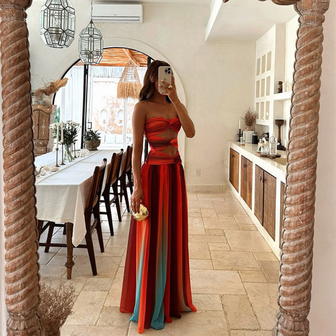 Levoire | Robe D'Invite De Mariage Sans Bretelles Et Décolleté - Maxi Rouge