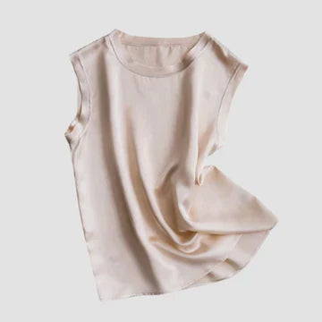 Levoire | Top Sans Manches En Satin De Soie Beige