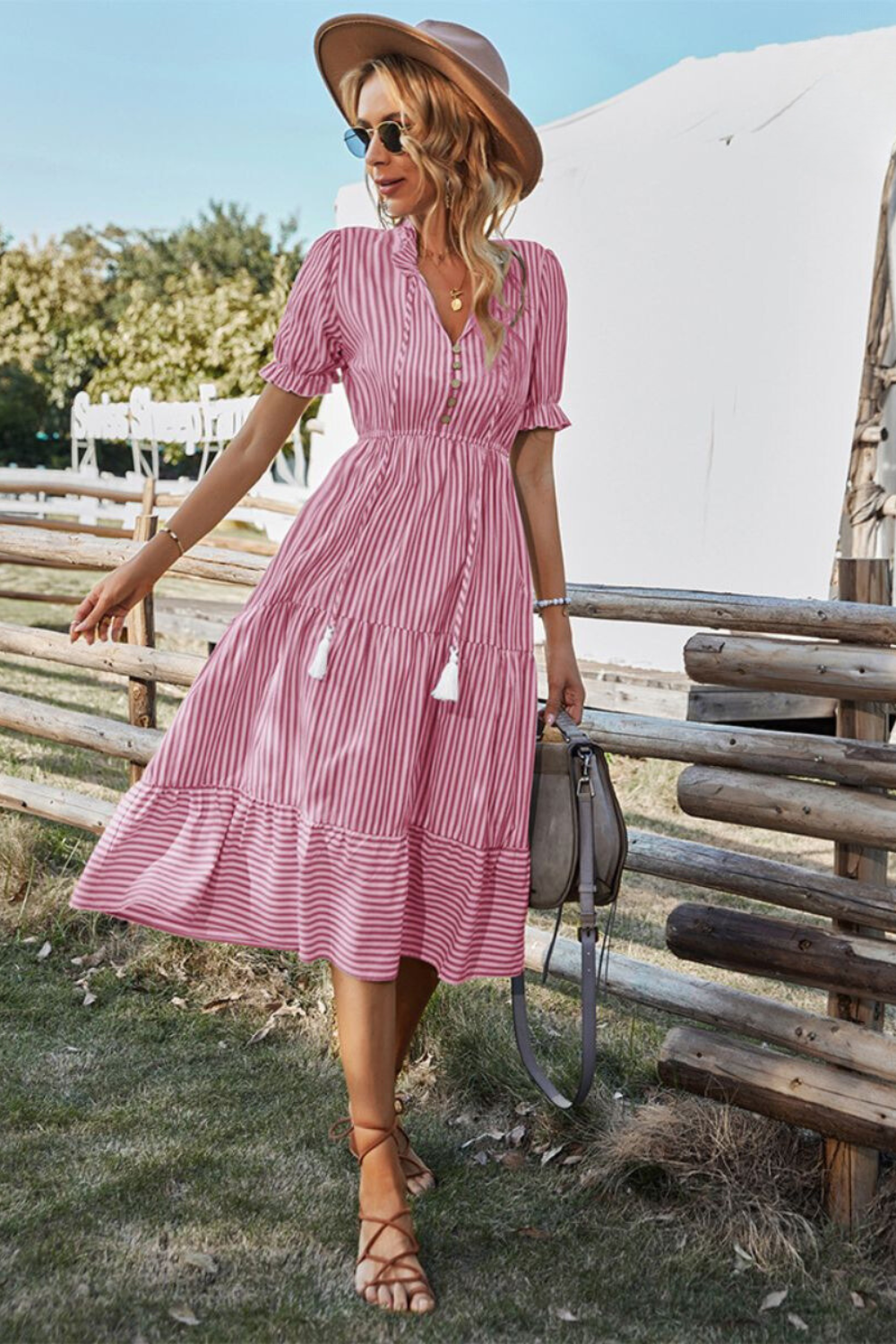 Levoire | Robe D'Été À Rayures Pour Femmes Rosa