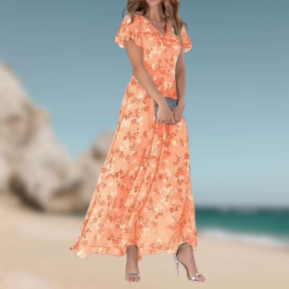 Levoire | Robe d'été à thème floral Orange