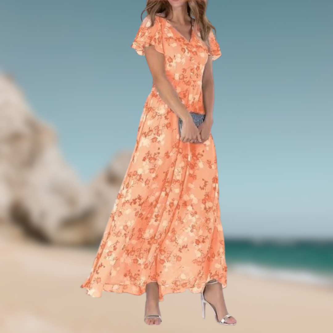Levoire | Robe d'été à thème floral Orange