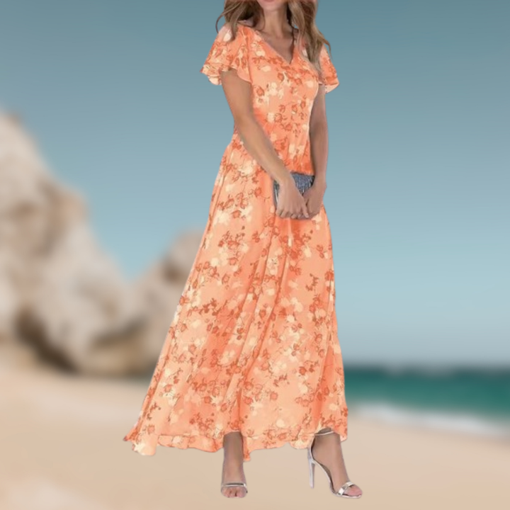 Levoire | Robe d'été à thème floral Orange