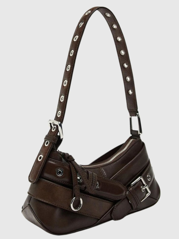 Levoire | Sac À Bandoulière En Cuir Avec Sangle Perforée Café