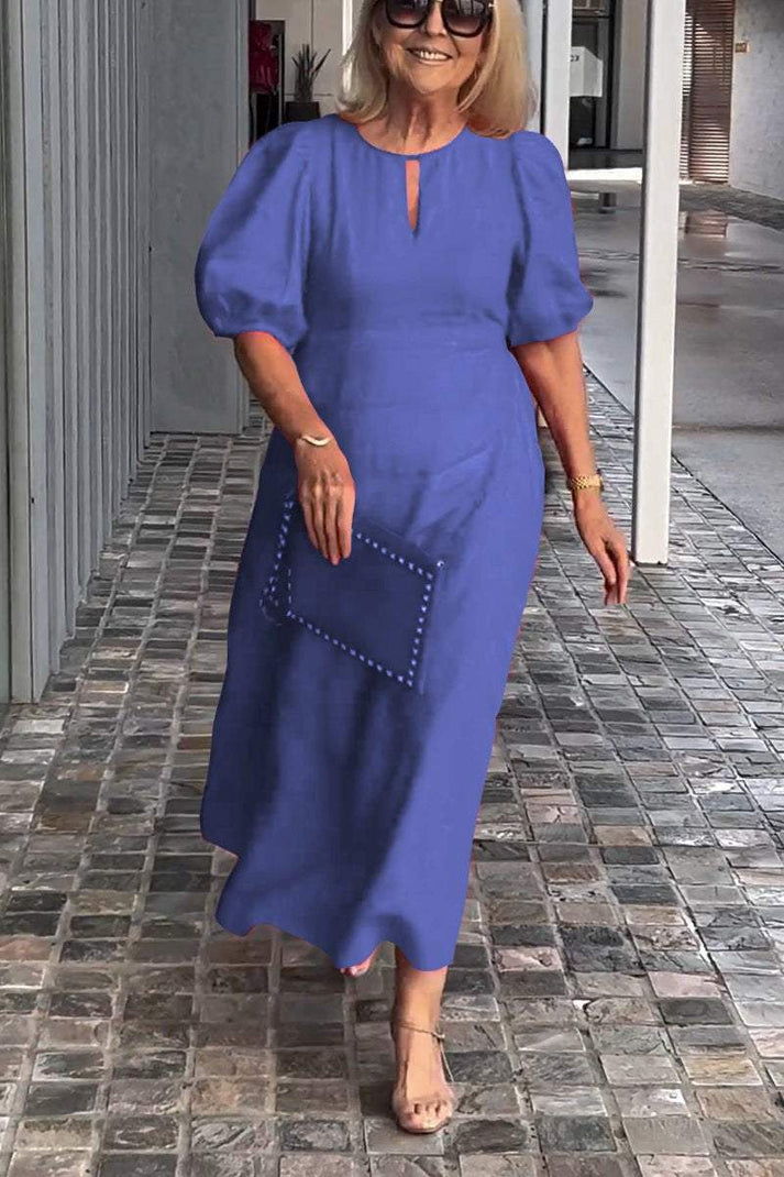Levoire | Robe unie en coton et lin Bleu