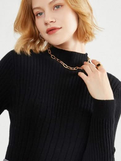 Levoire | Col Montant Mi-Long Viscose Noir
