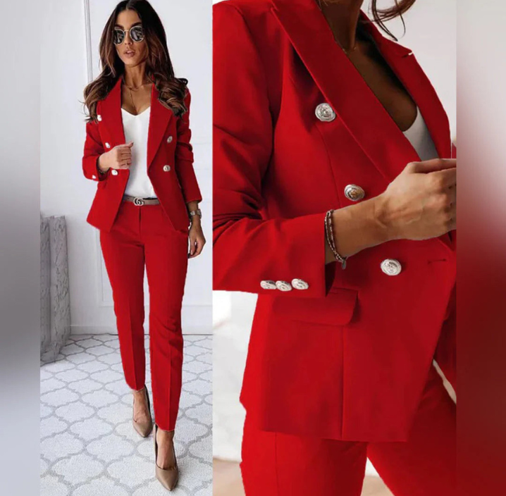 Levoire | Ensemble femme deux pièces blazer texturé et pantalon pour femmes Rot