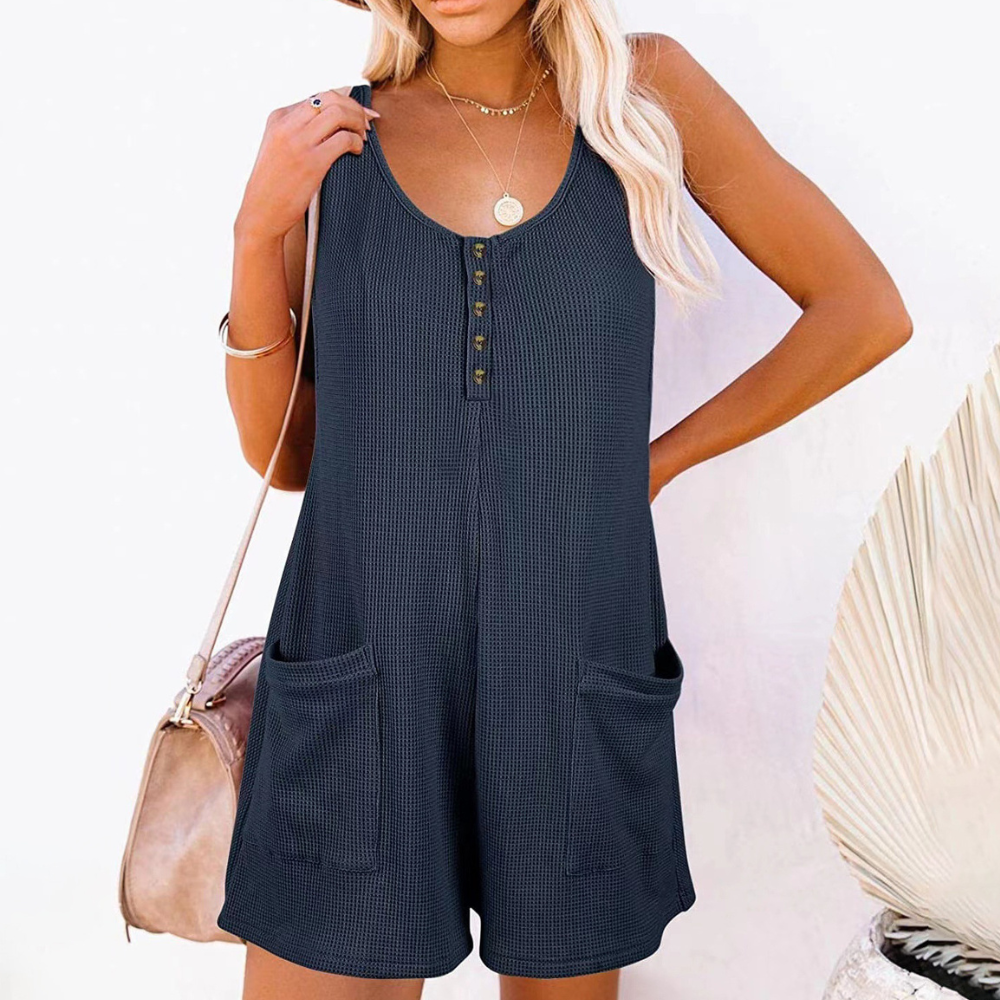 Levoire | Femme Style sans effort Combinaison Combinaison sans manches Shorts Pour femmes Bleu foncé