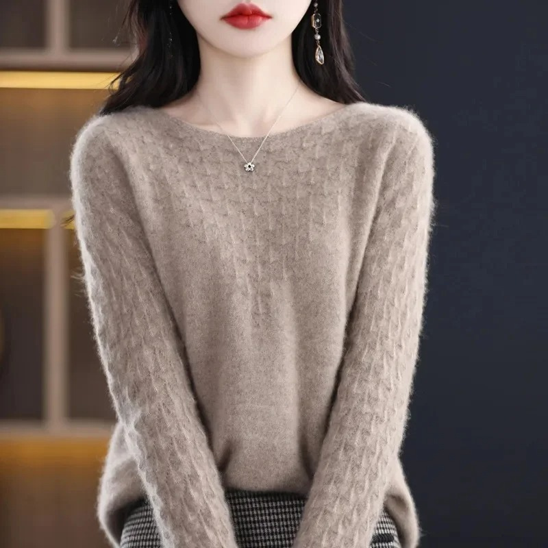 Levoire | Kashmir Pull pour Femmes Design de Tricot Élégant, Doux & Chaud Braun