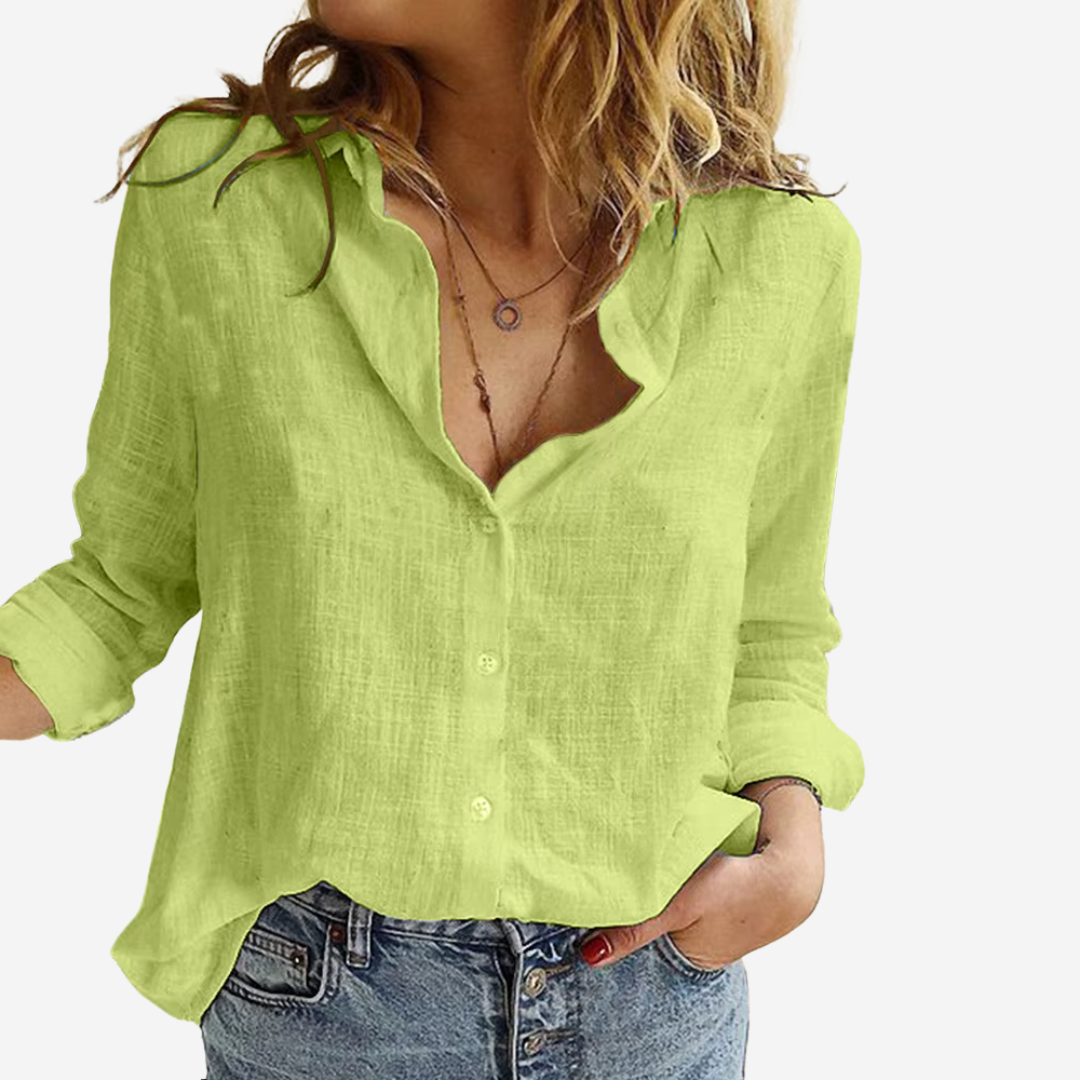 Levoire | Chemisier Femme En Mélange De Lin Vert