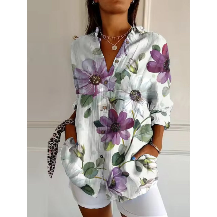 Levoire | Blouse À Fleurs Avec Boutons Pour Femmes Lilas